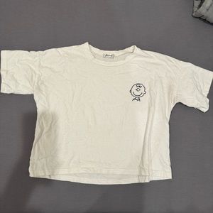 cropped white top from korea with charlie embroidery